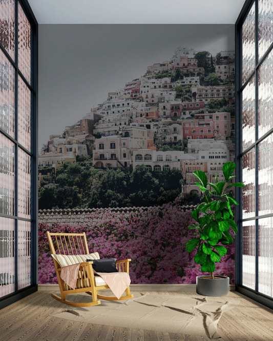 Positano hillside houses and flowers

