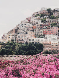 Positano hill of pastel buildings

