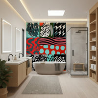 A calming abstract design wallpaper mural that defines a space.