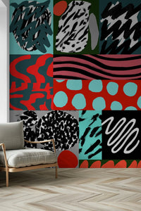 A beautiful modern art wall mural of delicate lines.