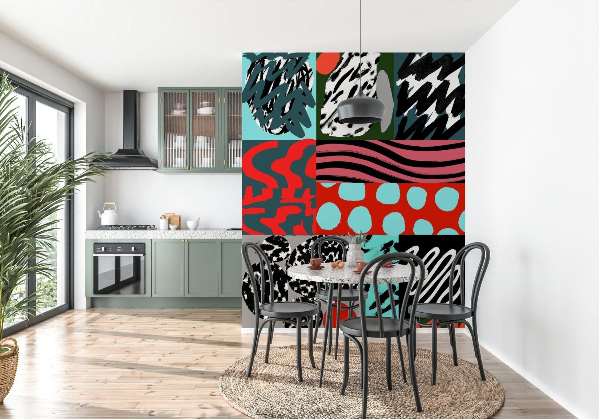 A contemplative gentle design wallpaper mural for a feature wall.