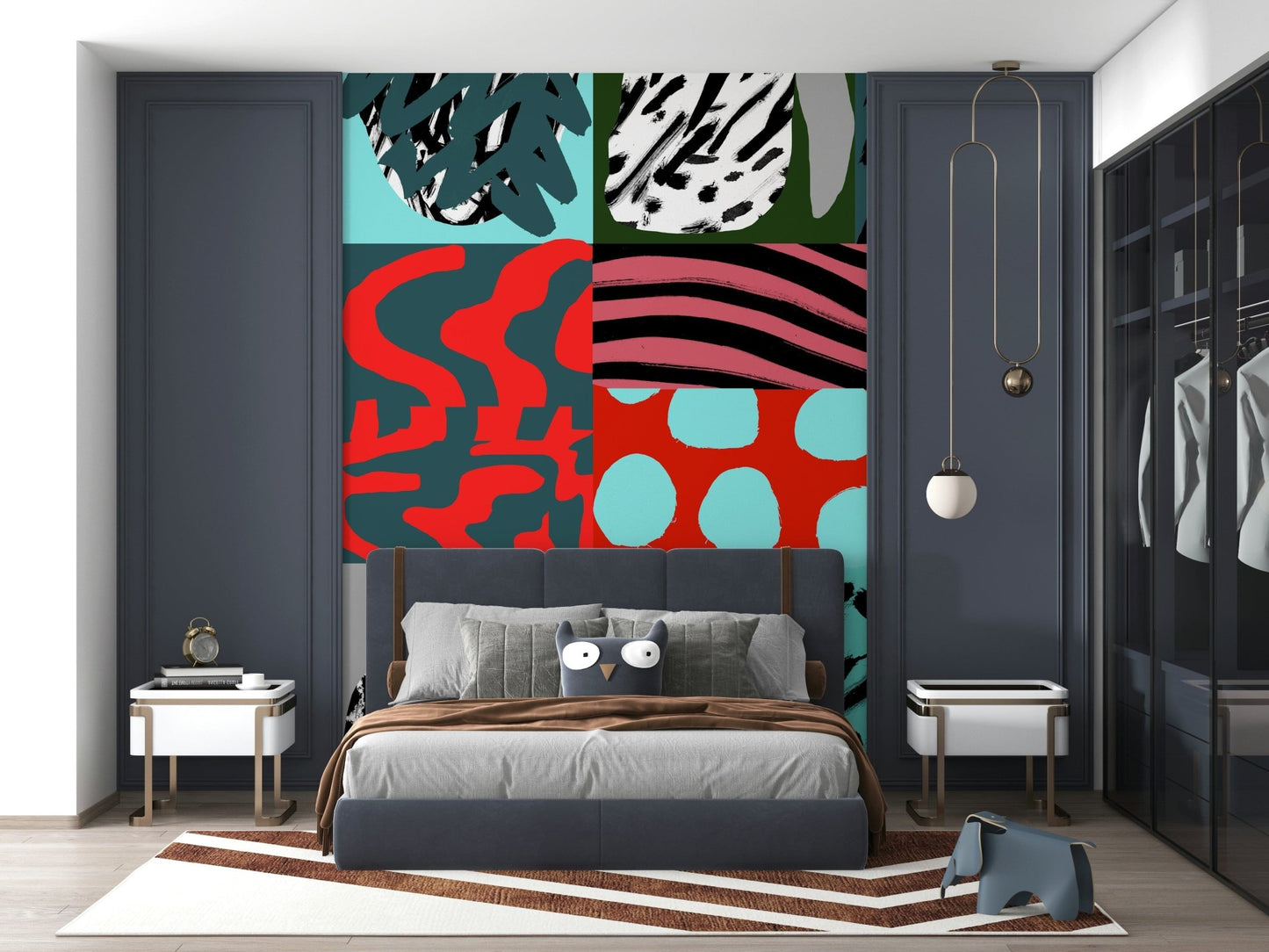 A graceful subtle pattern wall mural in cool, tranquil tones.