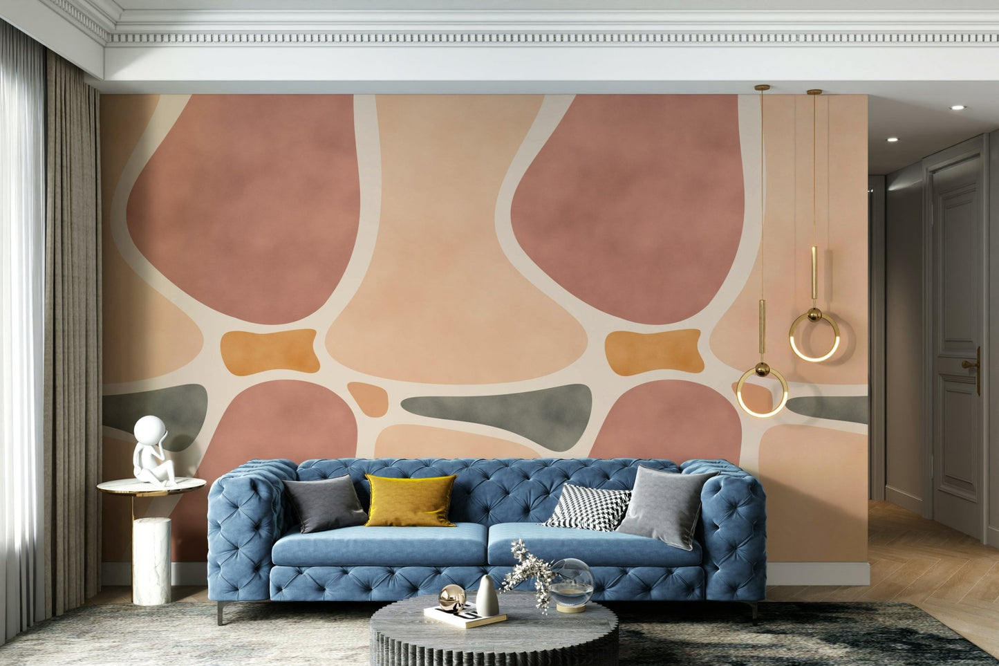 Abstract pottery mural wallpaper in warm tones, GD2435