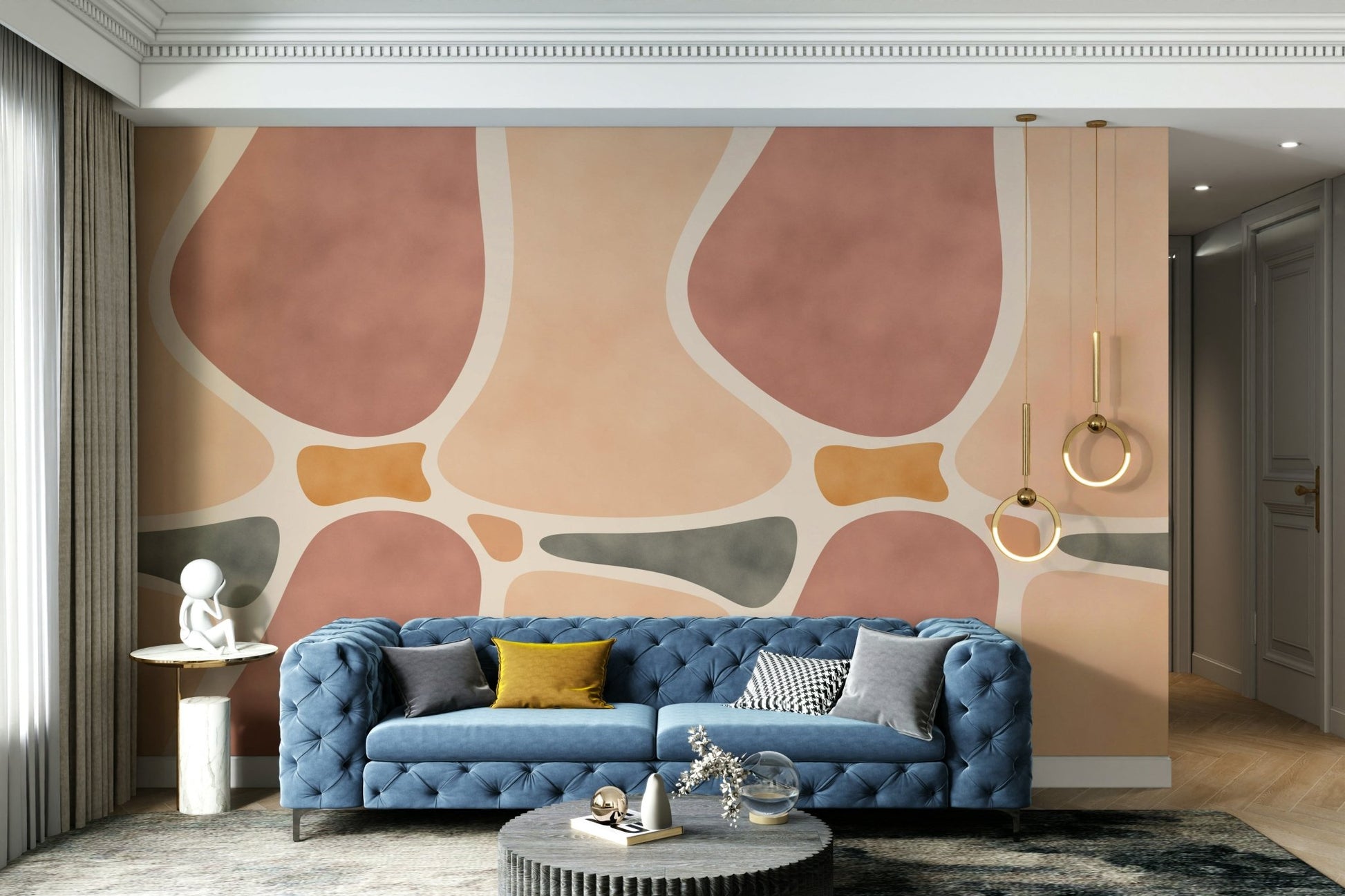Abstract pottery mural wallpaper in warm tones, GD2435