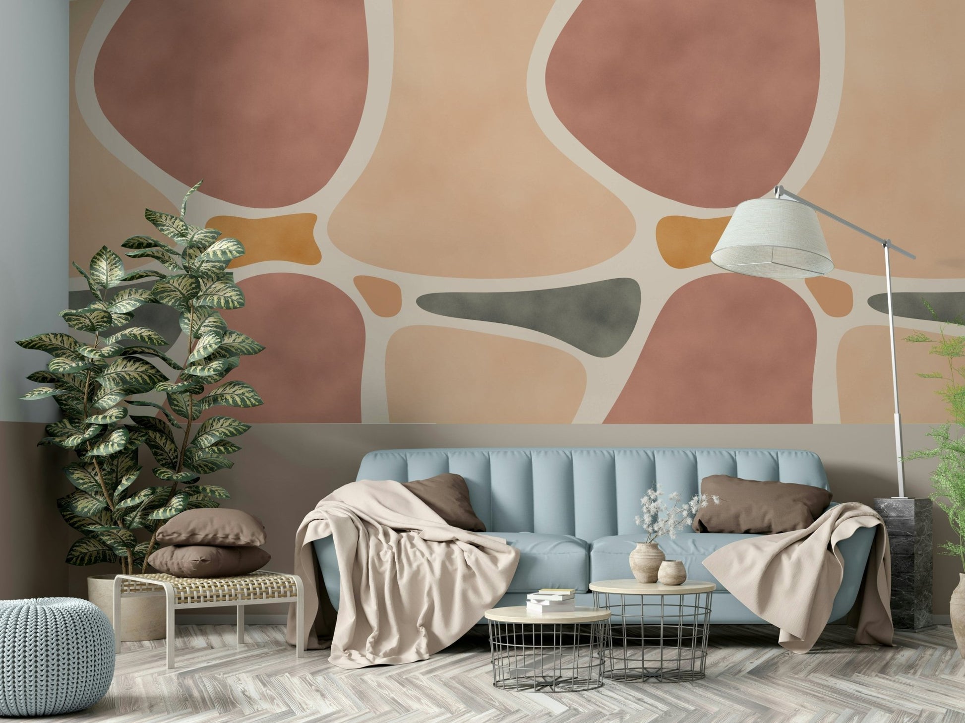 Modern pottery-themed mural wallpaper, GD2435