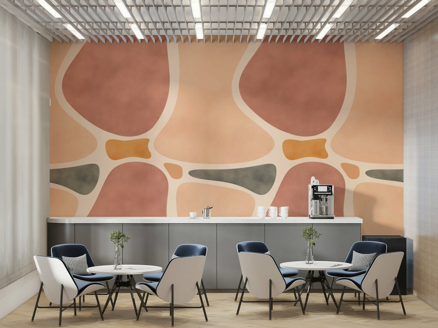 Minimalist mural with vase and vessel shapes, GD2435
