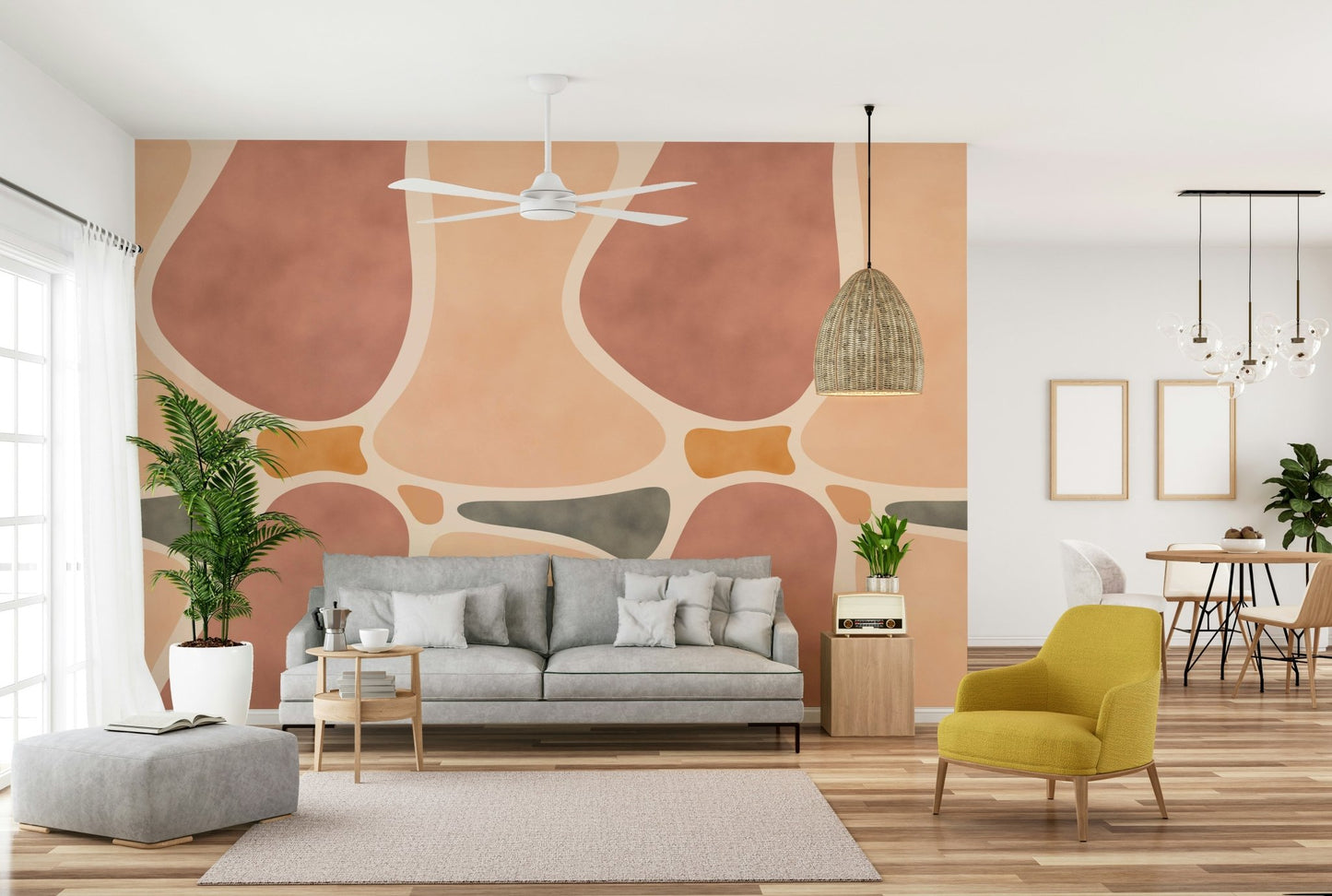 Hand-drawn pottery design wall mural, GD2435