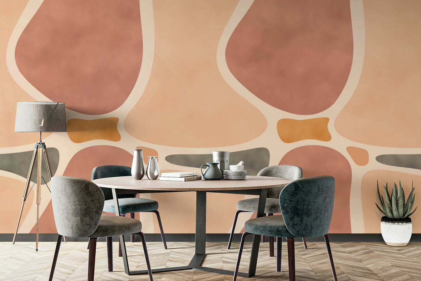 Full view of Pottery Shapes mural wallpaper


