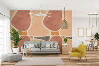 Hand-drawn pottery design wall mural

