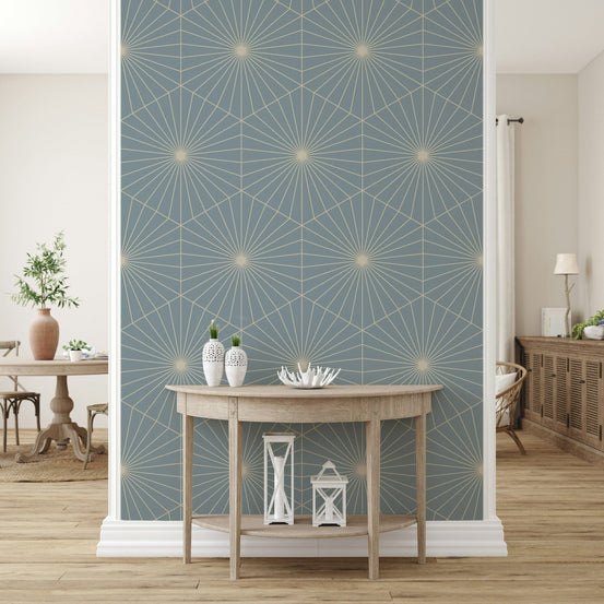 Powder Blue Radiance wallpaper fan design subtle home decor., GD6794