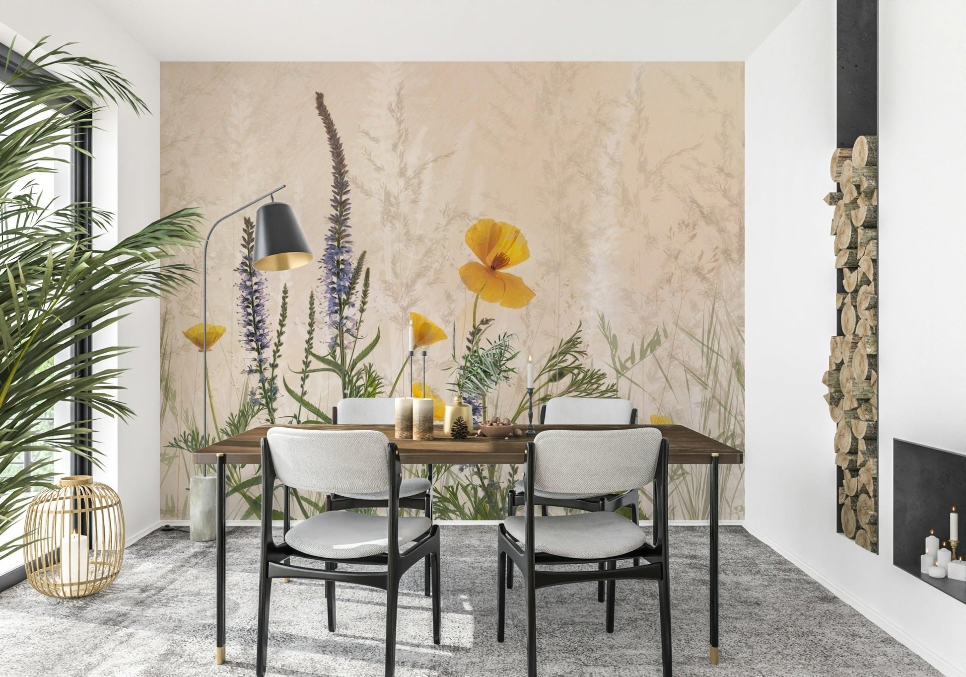 A classic floral wallpaper for walls with a calming theme.