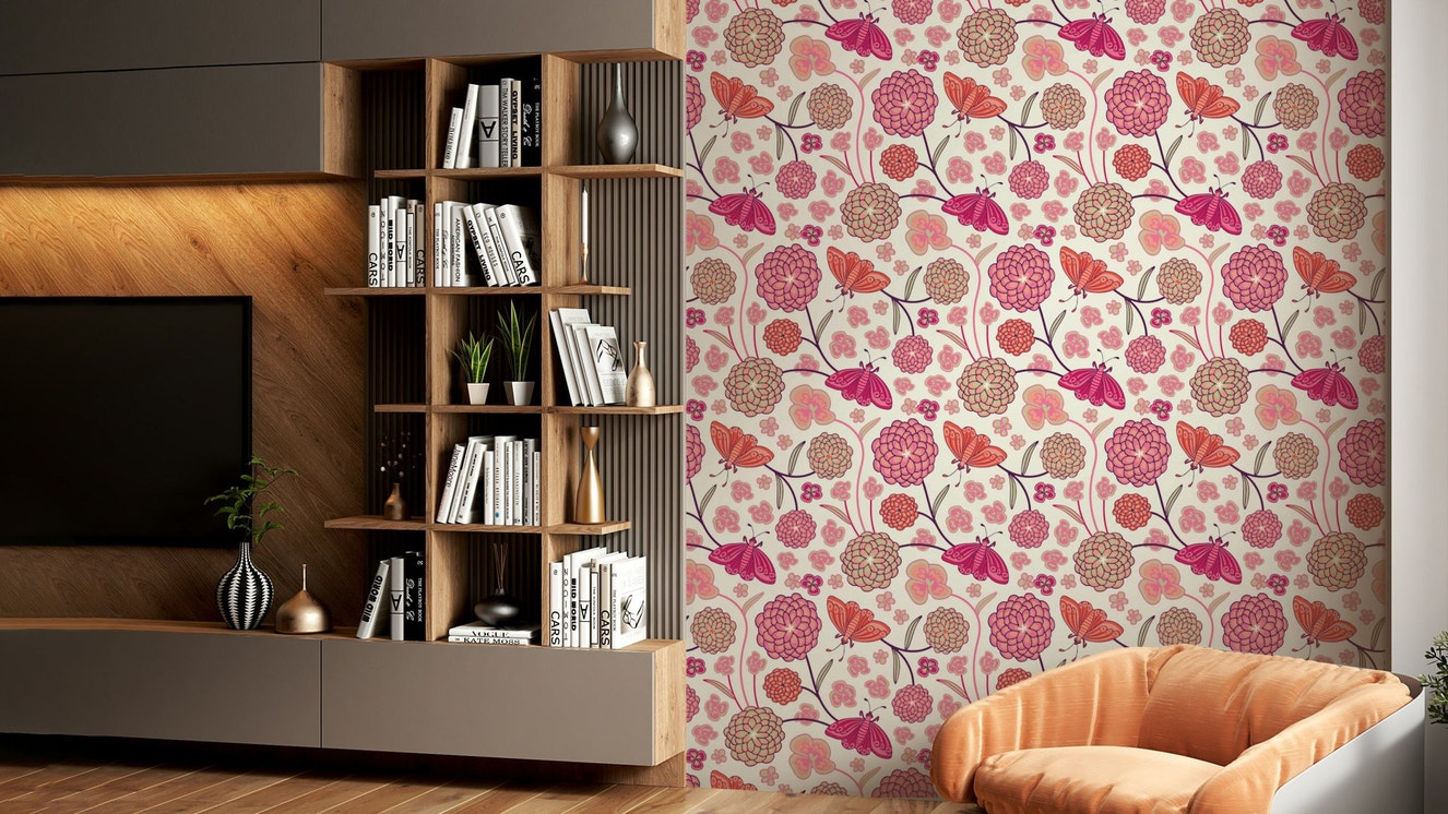 A wallpaper featuring a peaceful, artistic floral pattern.

