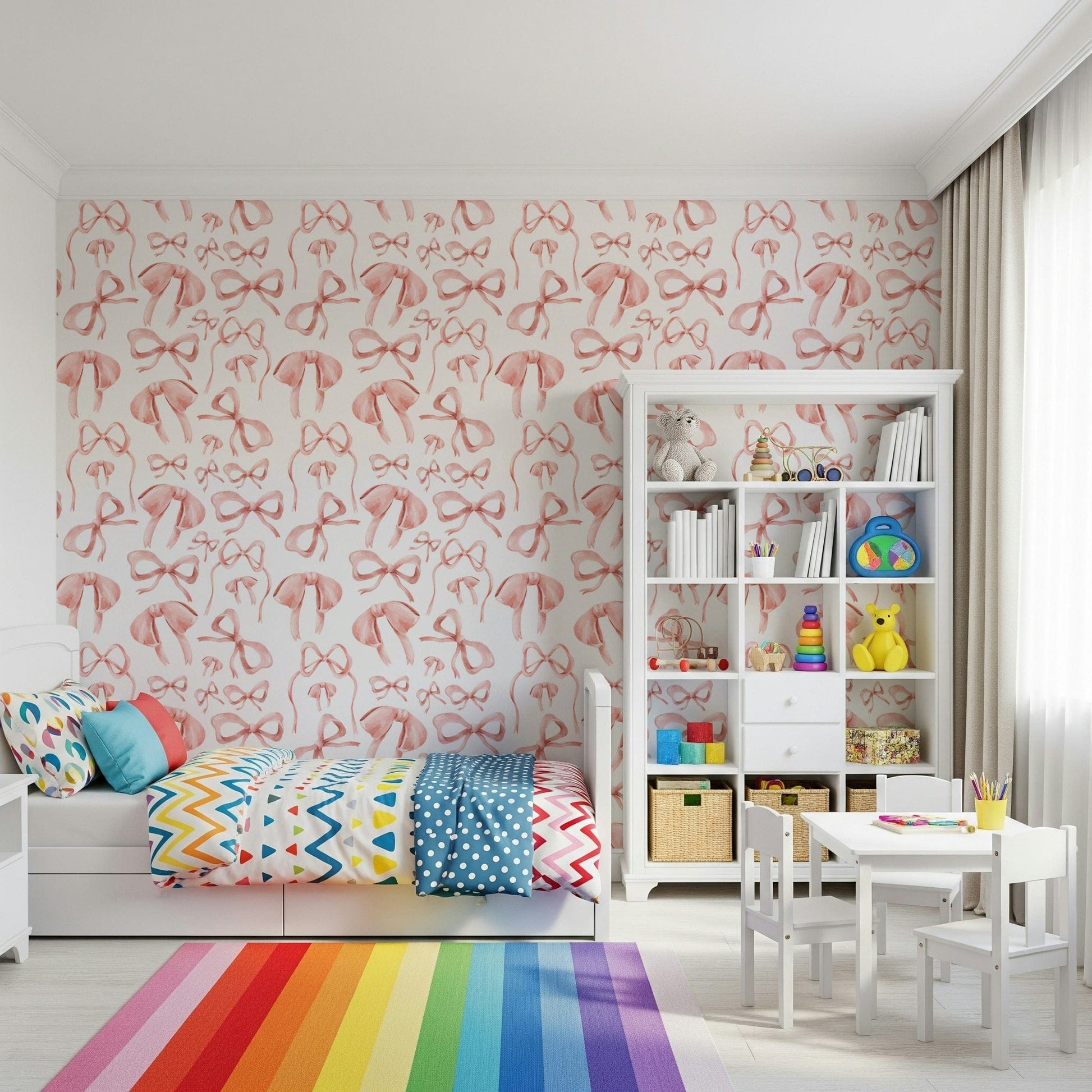 Hand-painted Preppy Pink Bows room decoration material.