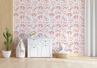 Decorative blush Preppy Pink Bows wallpaper bedroom pattern.