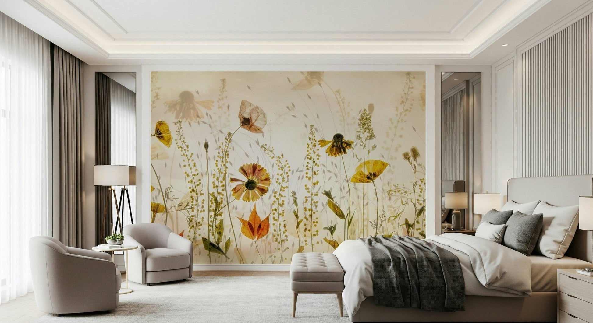 An artistic nature inspired mural for home decor.