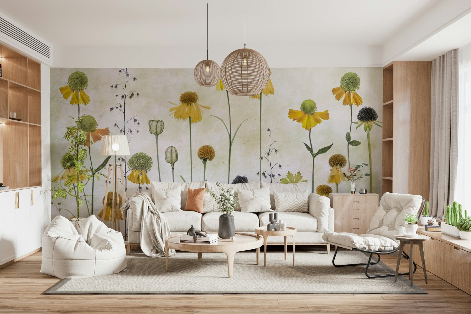 A classic soft floral wallpaper for walls.