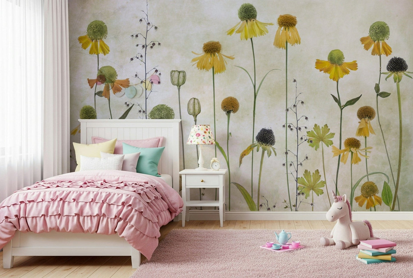 An artistic nature inspired mural for home decor.
