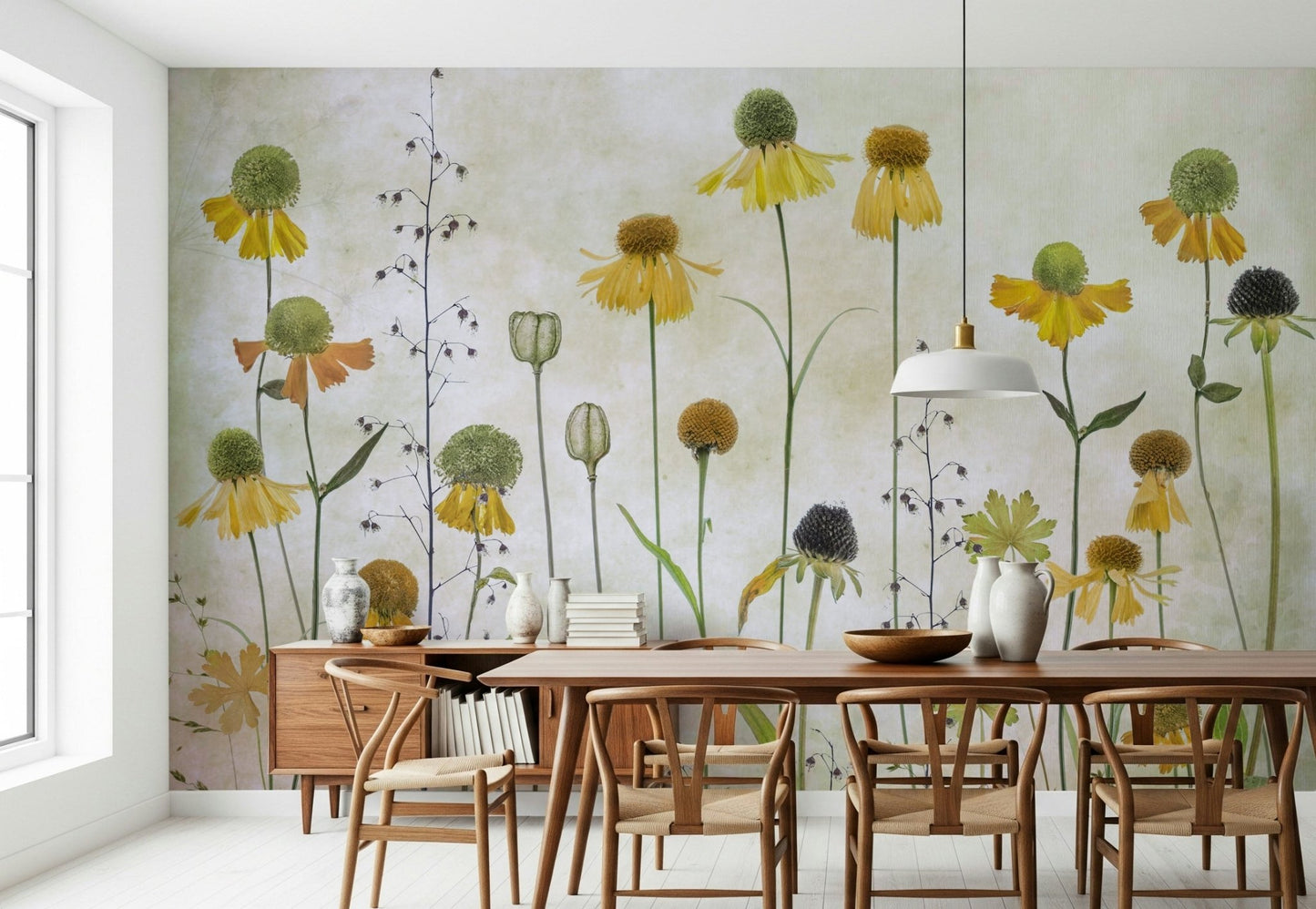 A serene subtle flower wall mural for your decor.