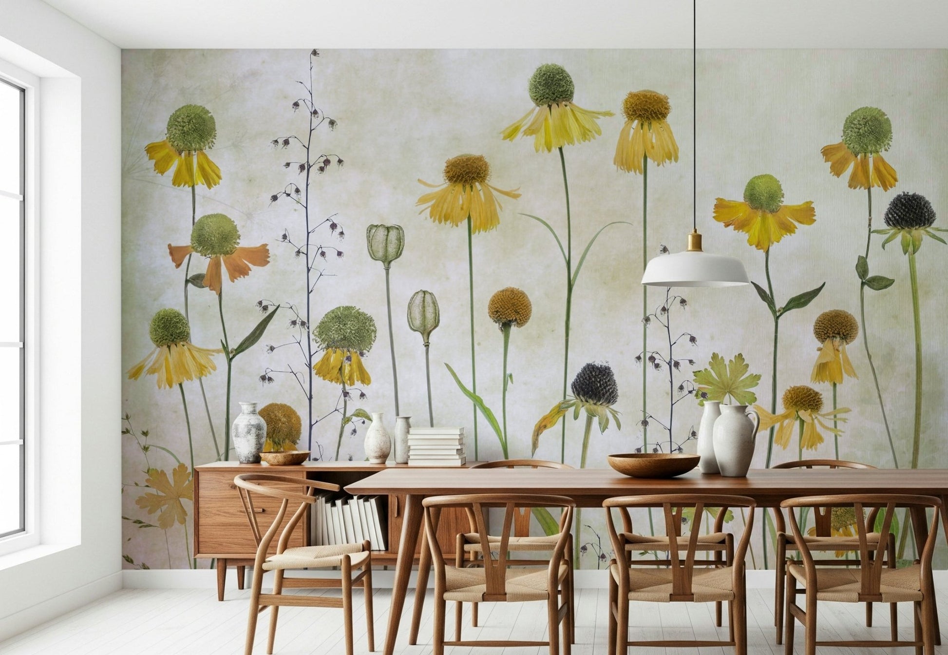 A serene subtle flower wall mural for your decor.