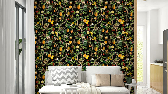 Exotic primates and tropical flora wall mural design, GD1432