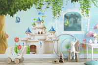 Elegant princess castle mural for walls
