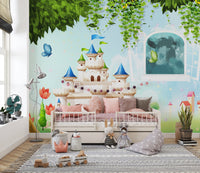 Magical castle wallpaper for princess decor
