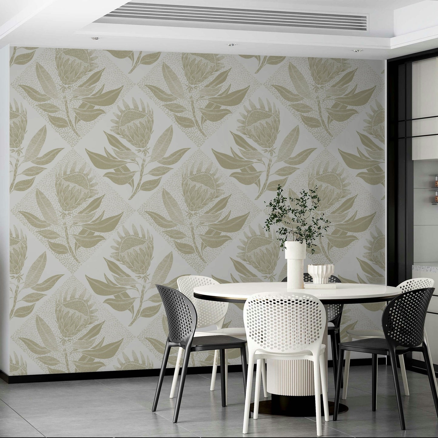 Soft green floral wallpaper for walls
