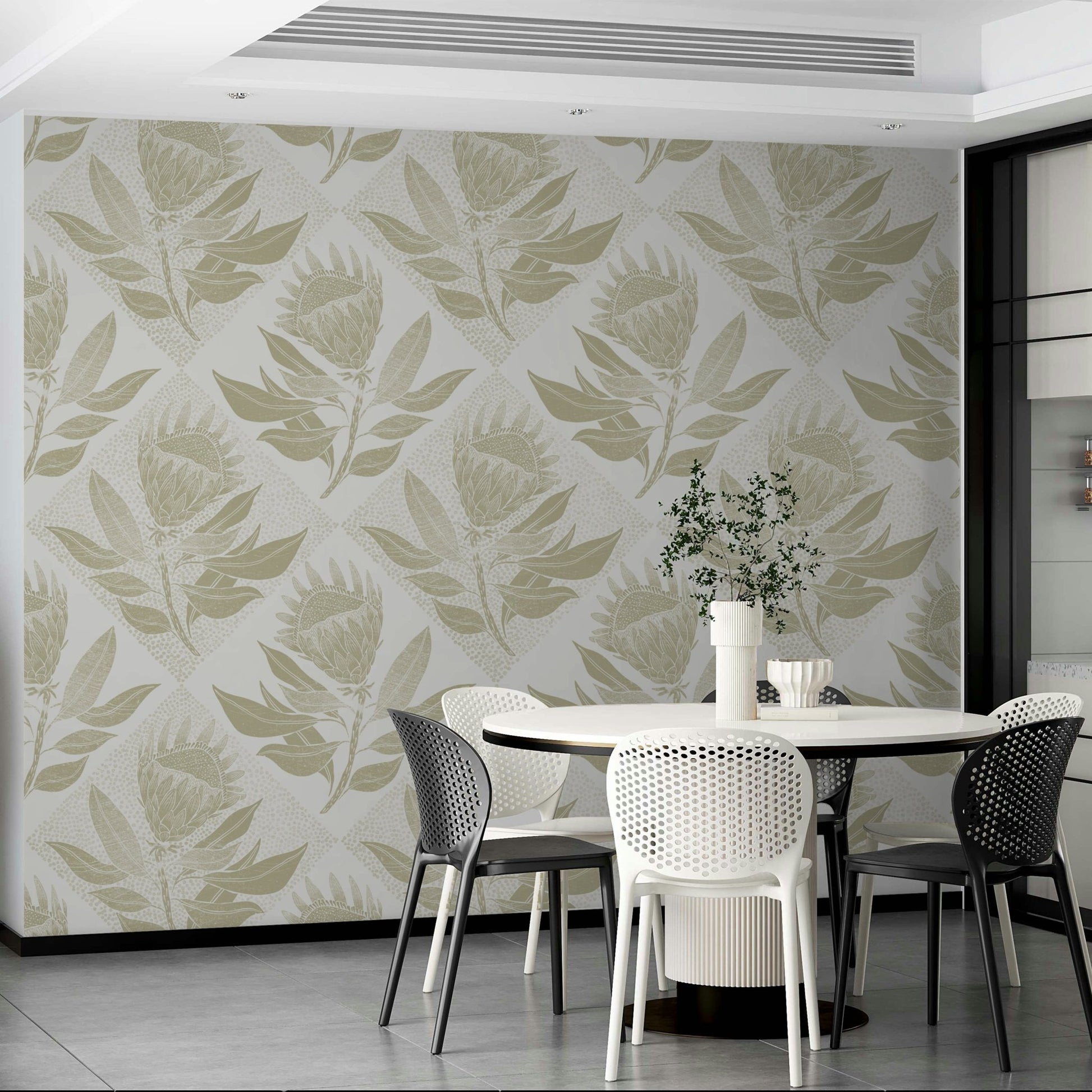 Soft green floral wallpaper for walls
