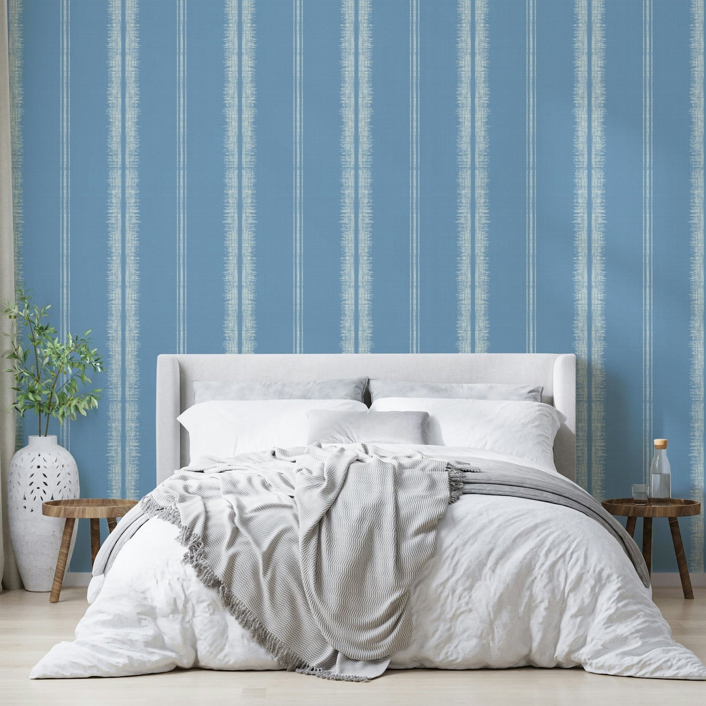 Soft French blue tones in a relaxed bohemian stripe pattern, GD2334
