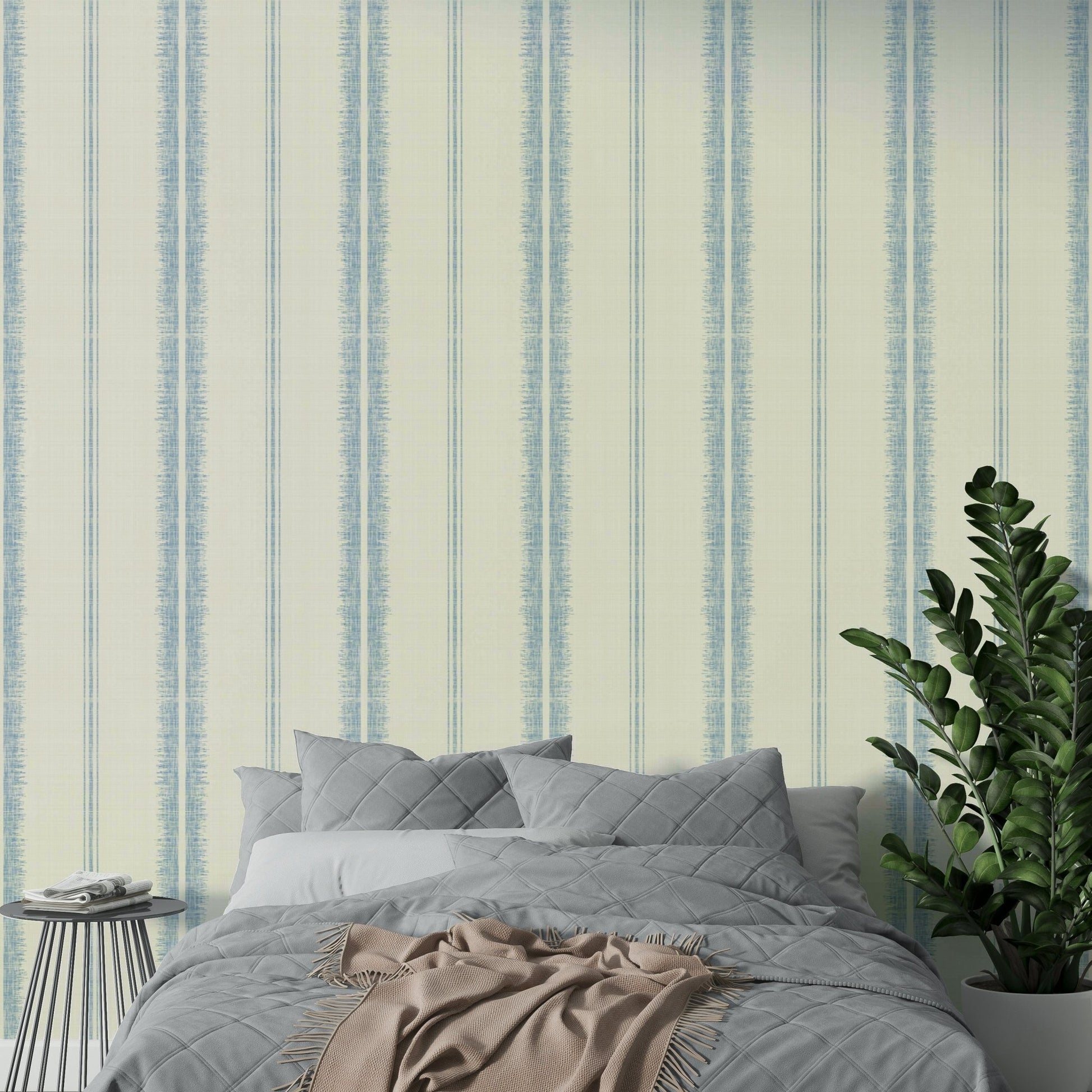 French blue stripes creating a peaceful room atmosphere

