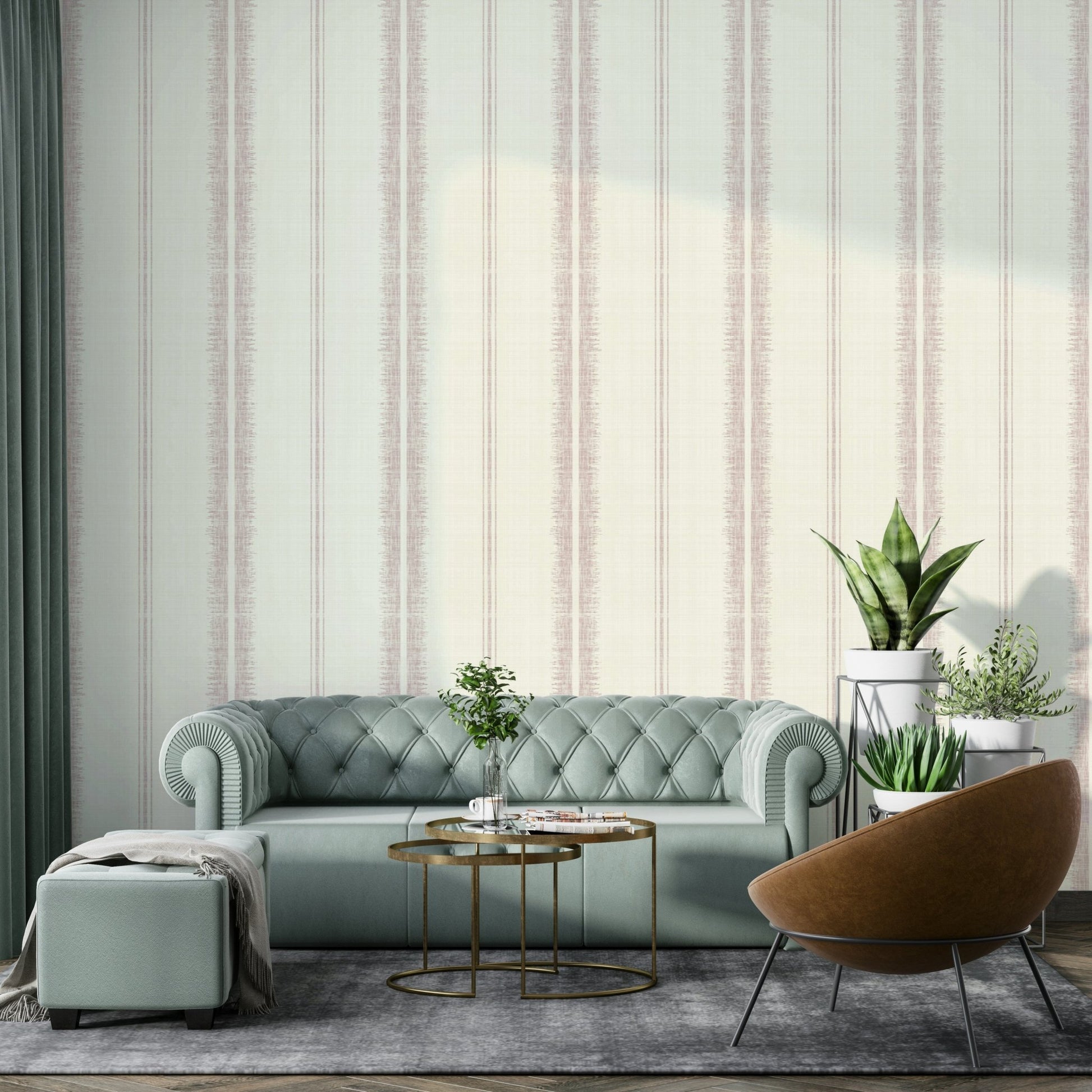 Mural wallpaper with a clean, natural bohemian look

