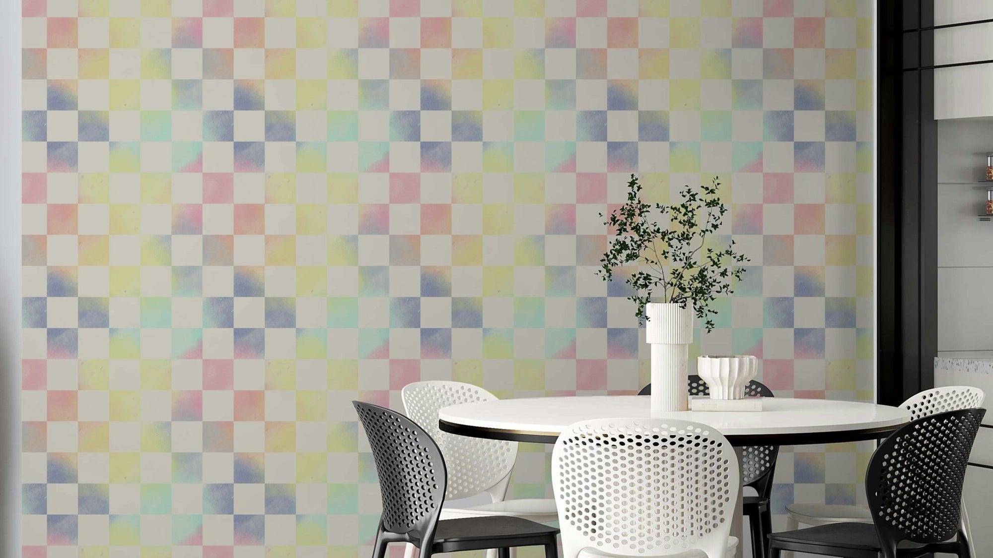 Psychedelic Check Astral Rainbow wallpaper detail GD660

