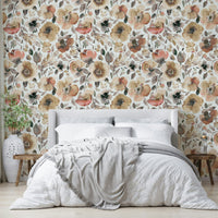 Rustic wall decor with psychedelic spring poppies pattern, GD1291