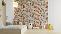 Vintage rustic wallpaper with bold psychedelic poppy flowers, GD1291