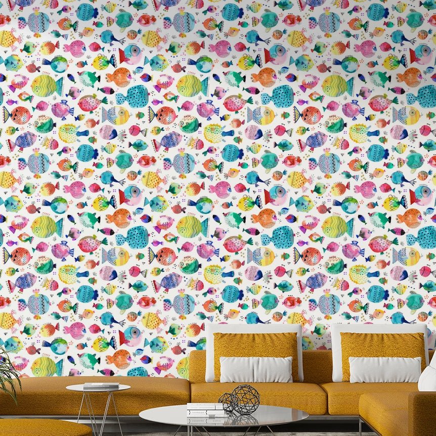 Fun underwater puffer fish design for kids’ bedroom walls, GD1292