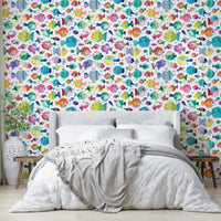 Vibrant puffer fish wallpaper perfect for kids’ ocean theme, GD1292