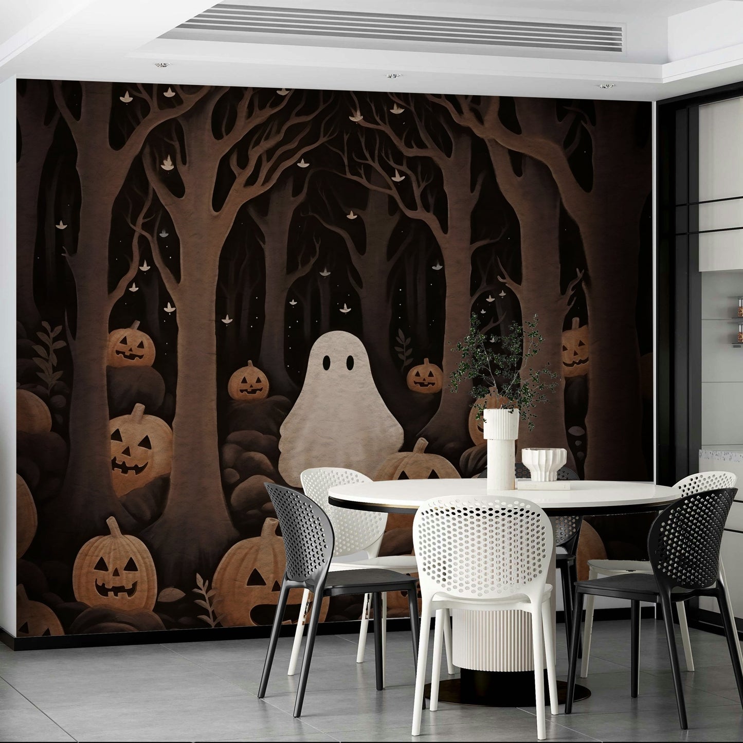 Pumpkins ghost design wall mural

