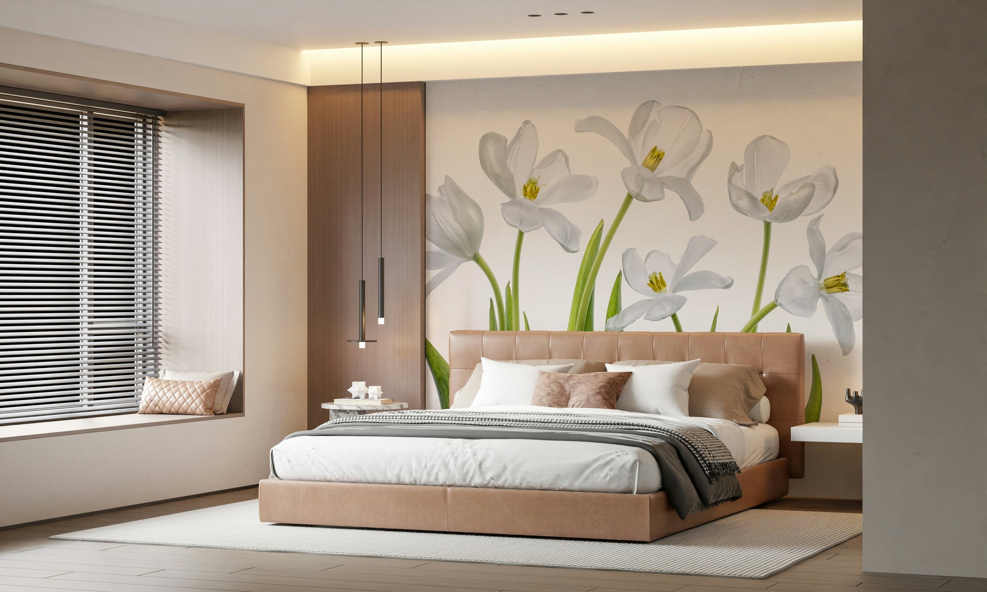 A classic soft floral wallpaper for walls.

