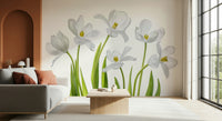 A contemplative floral pattern wallpaper mural for a feature wall.

