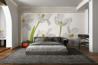 A beautiful serene tulip field wallpaper mural for a modern home.

