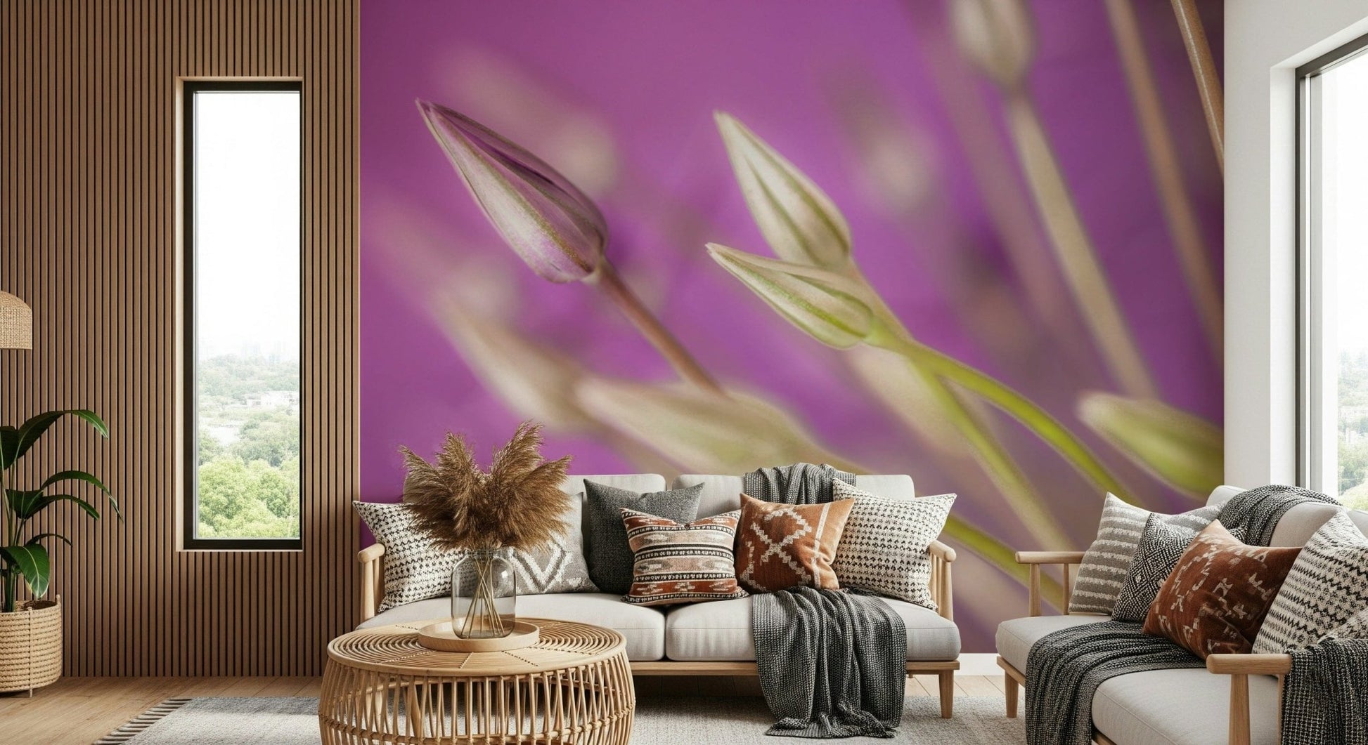 Captivating macro of Purple Alliums garden scene mural print.