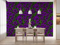 Dining room comes to life beside lush violet blooms on this wallpaper⁠GD9571