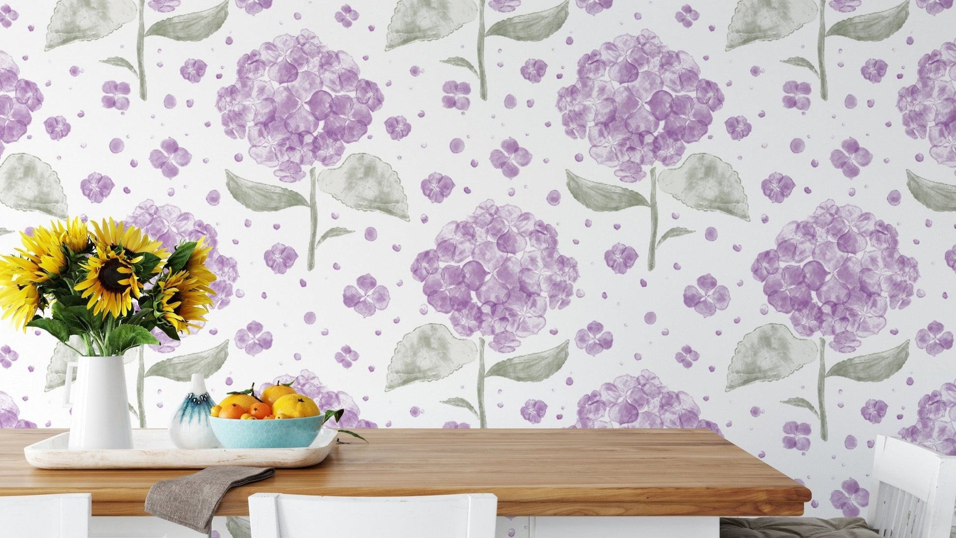 Vibrant purple hydrangea wallpaper for a bold and lively vibe.
