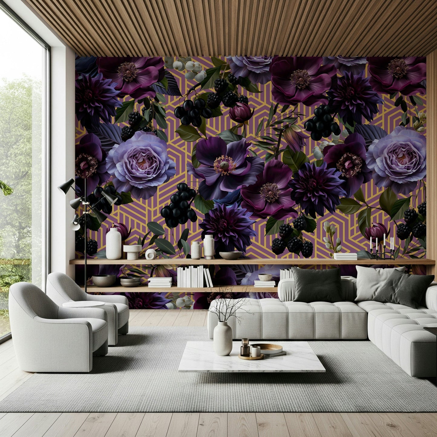 An artistic minimalist design mural for home decor.