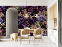 A peaceful geometric design mural on decorative wallpaper.