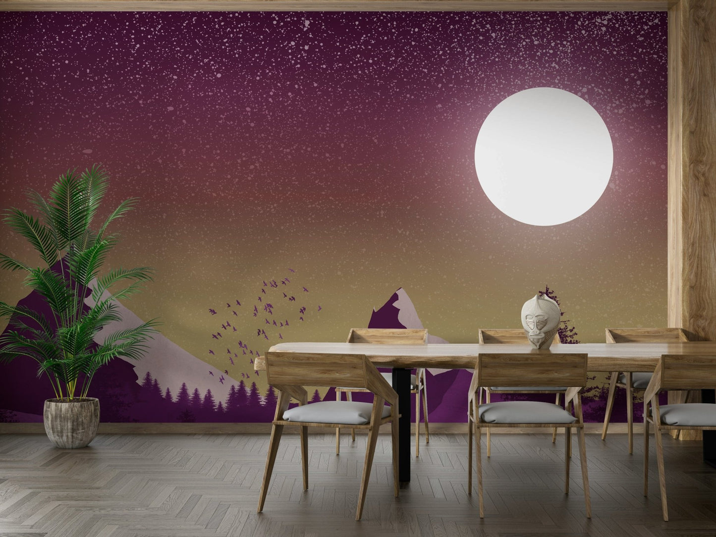 Purple Peaks Under the Moon