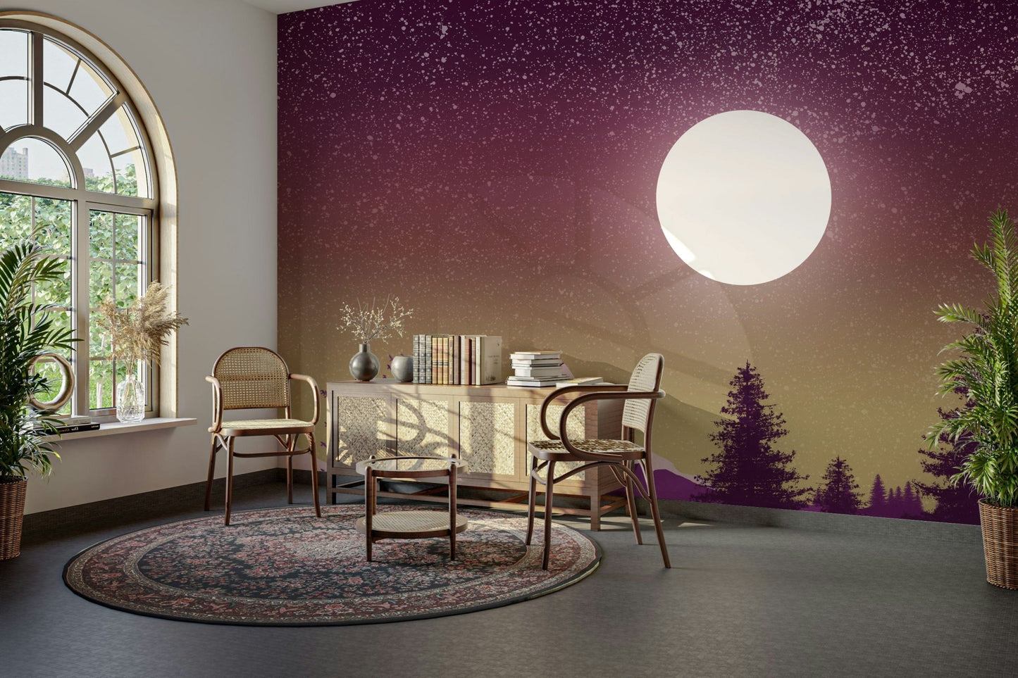 Purple Peaks Under the Moon