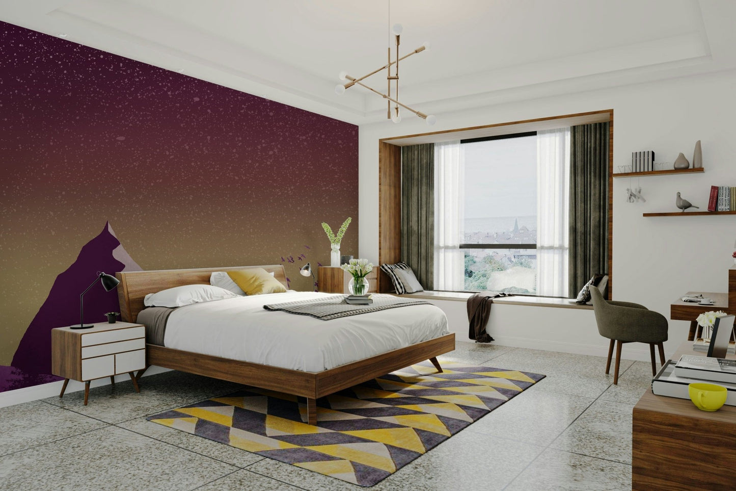 Purple Peaks Under the Moon