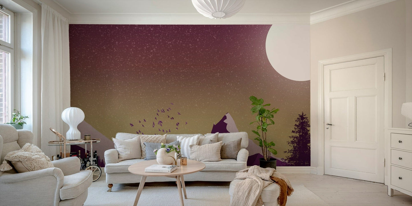 Purple Peaks Under the Moon