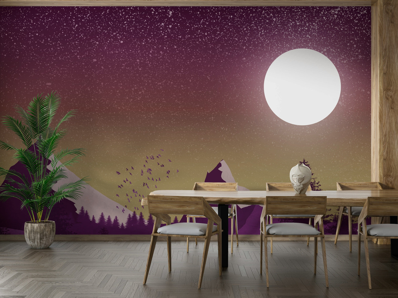 Purple Peaks Under the Moon